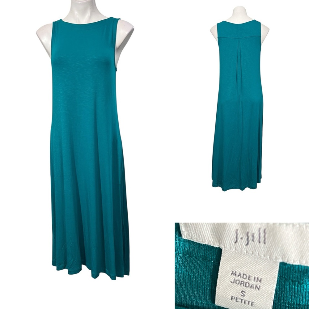 J. Jill Maxi Dress Sz small Teal green Sleeveles A-line spring office